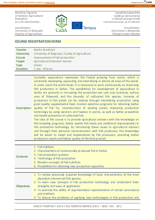 (PDF) Improvement of fish production