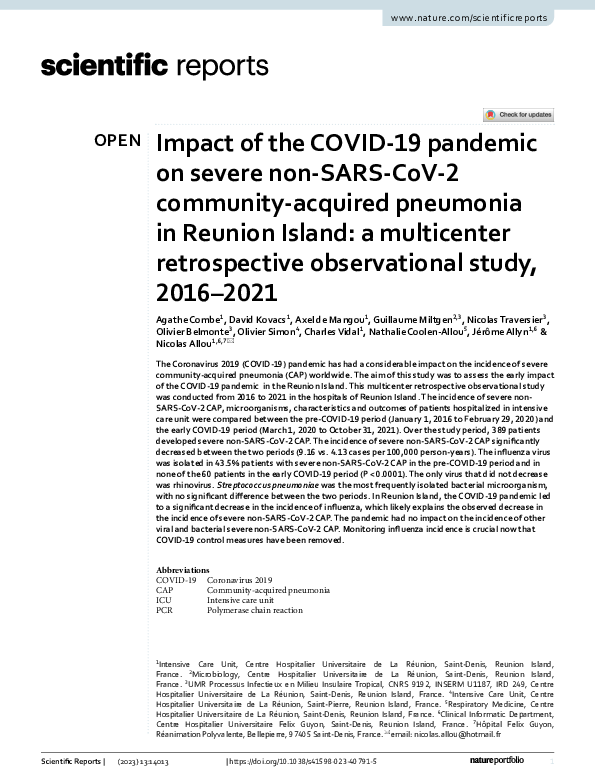 (PDF) Impact of the COVID-19 pandemic on severe non-SARS-CoV-2 ...