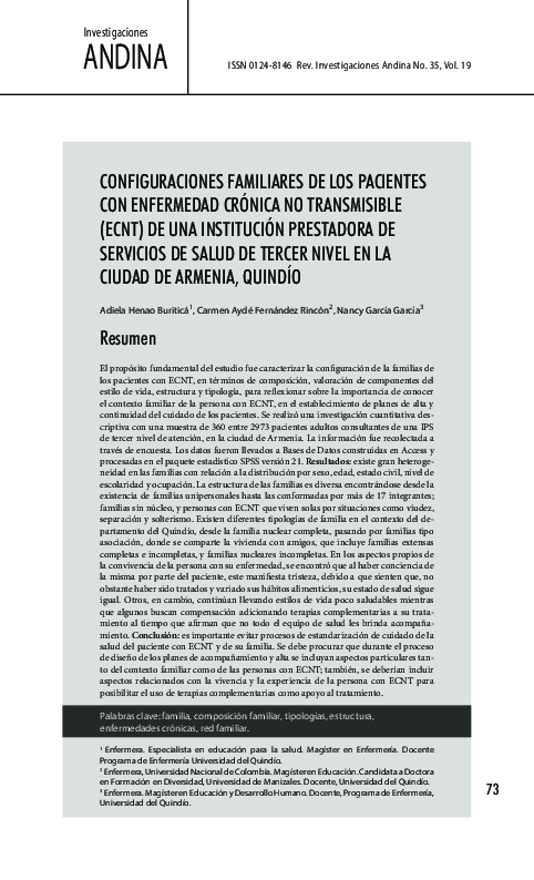 (PDF) Configuraciones familiares de los pacientes con enfermedad ...