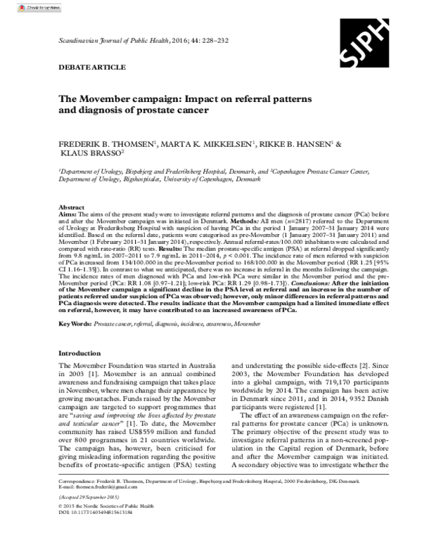 (PDF) The Movember campaign: Impact on referral patterns and diagnosis ...