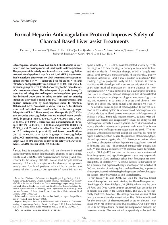 (PDF) Formal Heparin Anticoagulation Protocol Improves Safety of ...