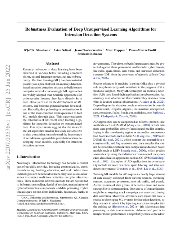 (PDF) Robustness Evaluation of Deep Unsupervised Learning Algorithms ...