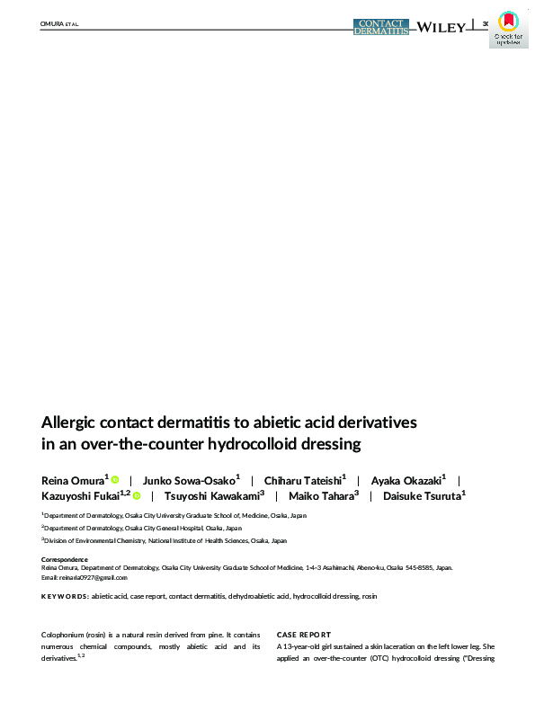 (PDF) Allergic contact dermatitis to abietic acid derivatives in an