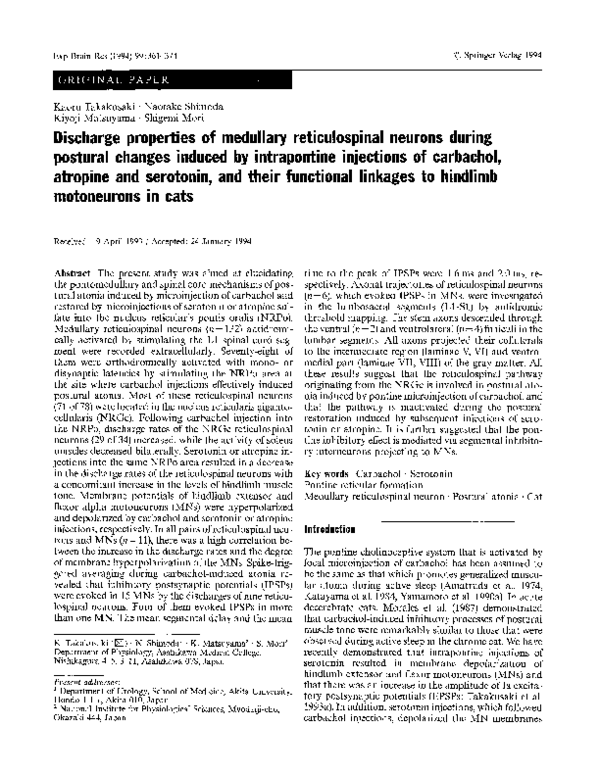 (PDF) Discharge properties of medullary reticulospinal neurons during ...