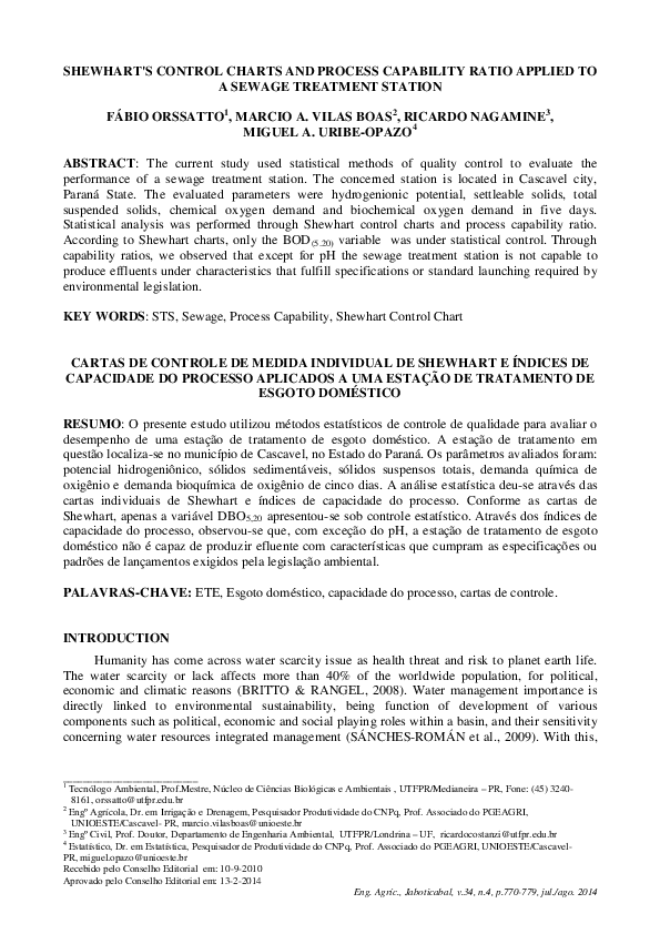 (PDF) Shewhart's control charts and process capability ratio applied to ...