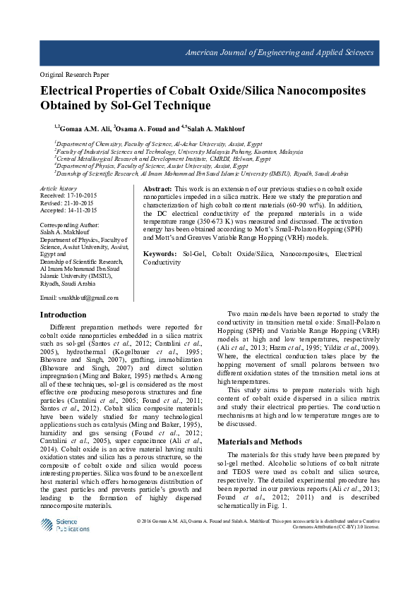 (PDF) Electrical Properties of Cobalt Oxide/Silica Nanocomposites ...