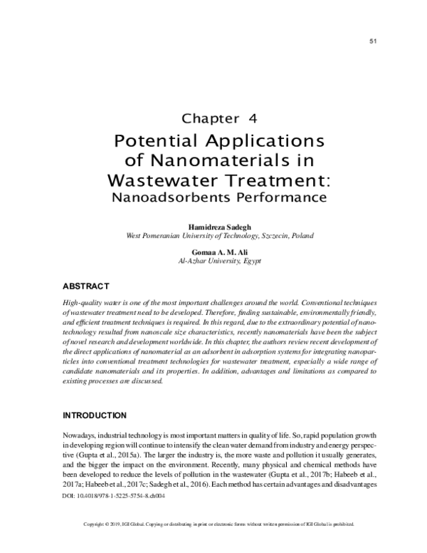 (PDF) Potential Applications of Nanomaterials in Wastewater Treatment