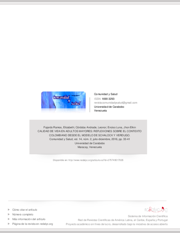 (PDF) Calidad De Vida en Adultos Mayores: Reflexiones Sobre El Contexto ...