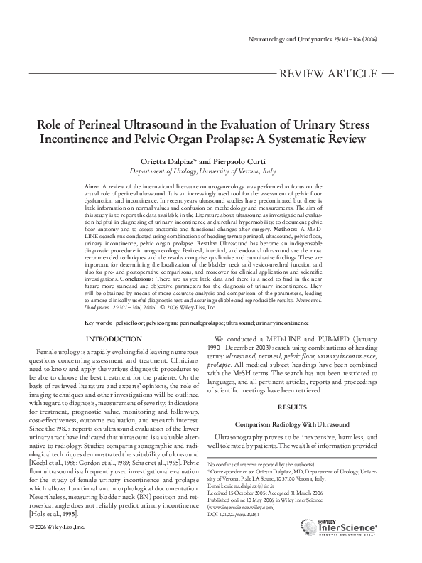 (PDF) Role of perineal ultrasound in the evaluation of urinary stress ...