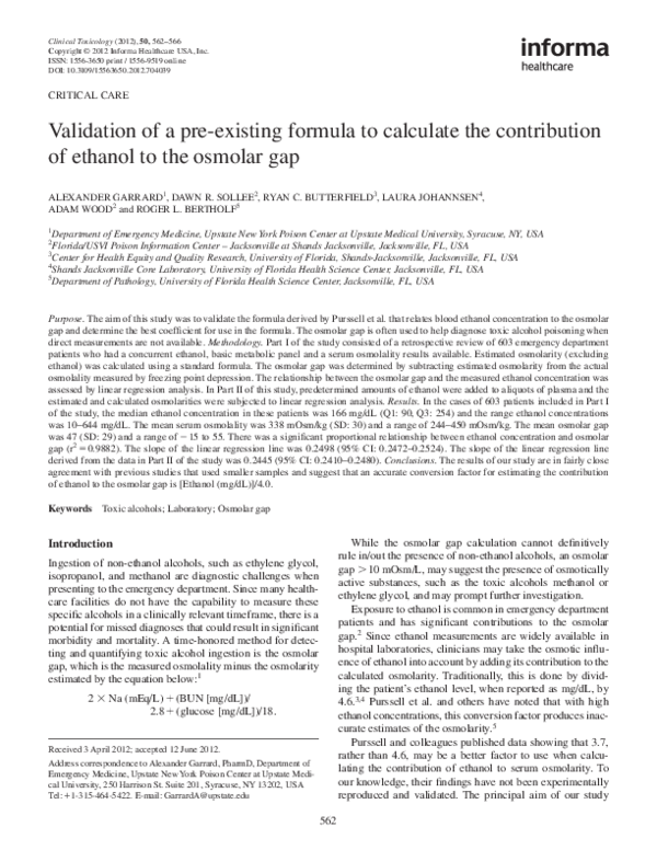 (PDF) Validation of a preexisting formula to calculate the