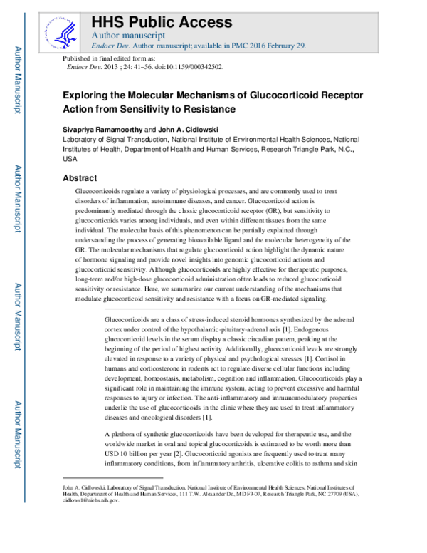 (PDF) Exploring the Molecular Mechanisms of Glucocorticoid Receptor ...
