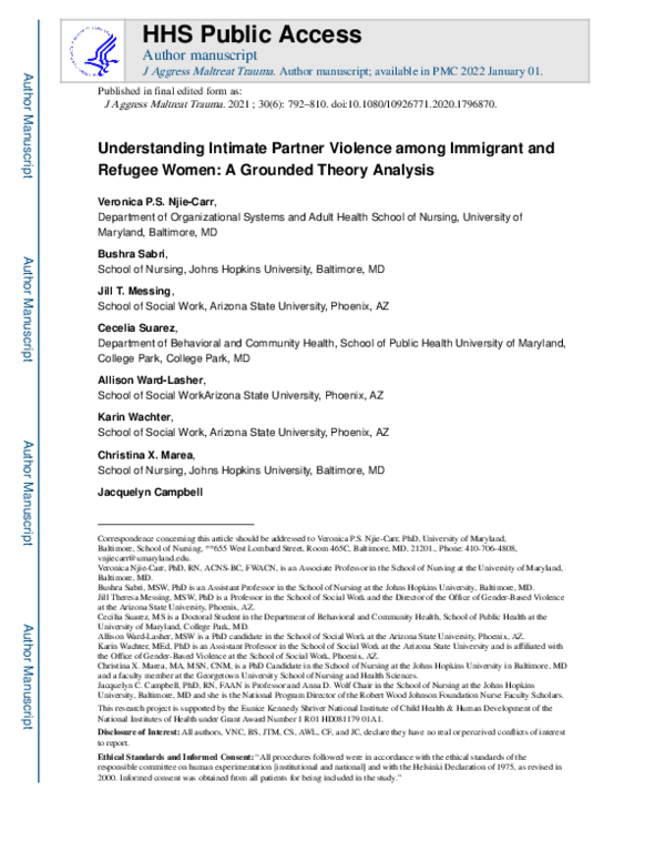 (PDF) Understanding Intimate Partner Violence among Immigrant and ...