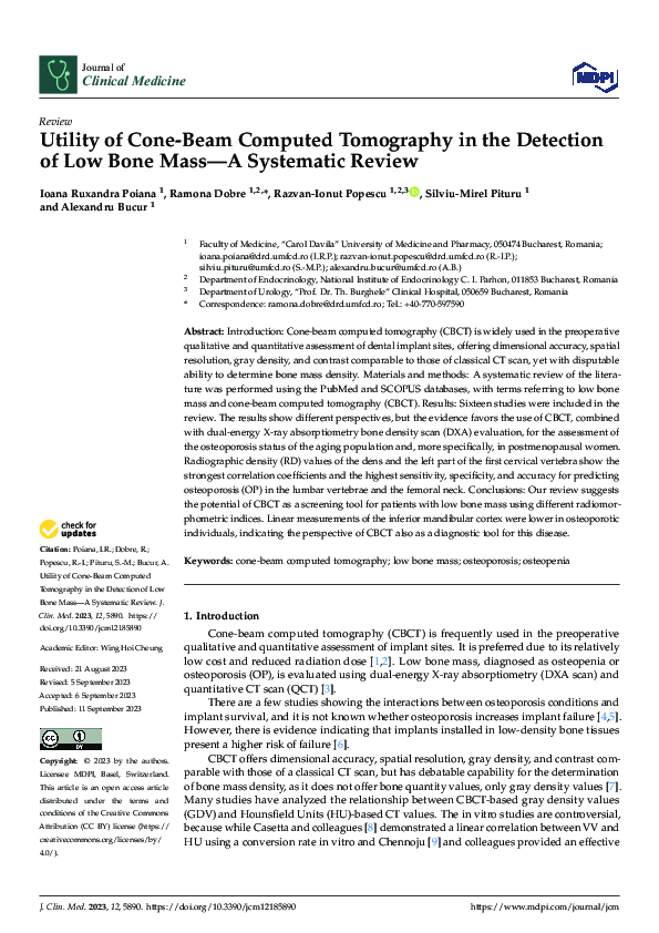 (PDF) Utility of Cone-Beam Computed Tomography in the Detection of Low ...