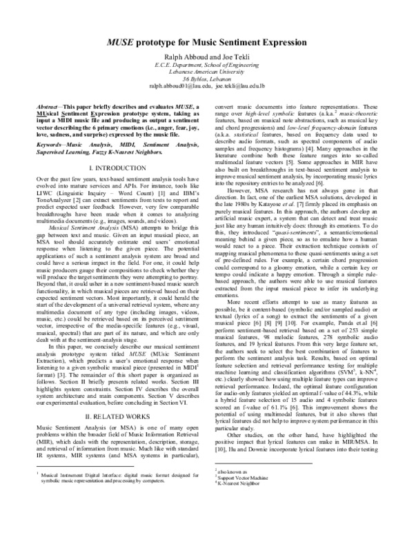 (PDF) MUSE Prototype for Music Sentiment Expression