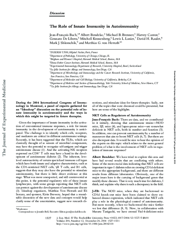 (PDF) The Role of Innate Immunity in Autoimmunity