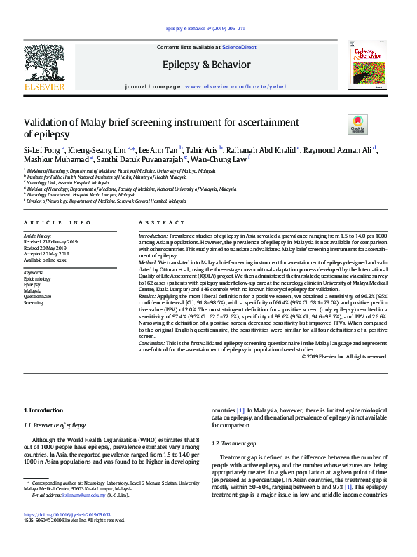 (PDF) Validation of Malay brief screening instrument for ascertainment ...