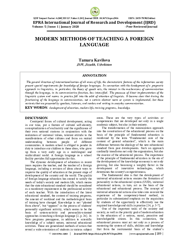 (PDF) Modern Methods of Teaching a Foreign Language