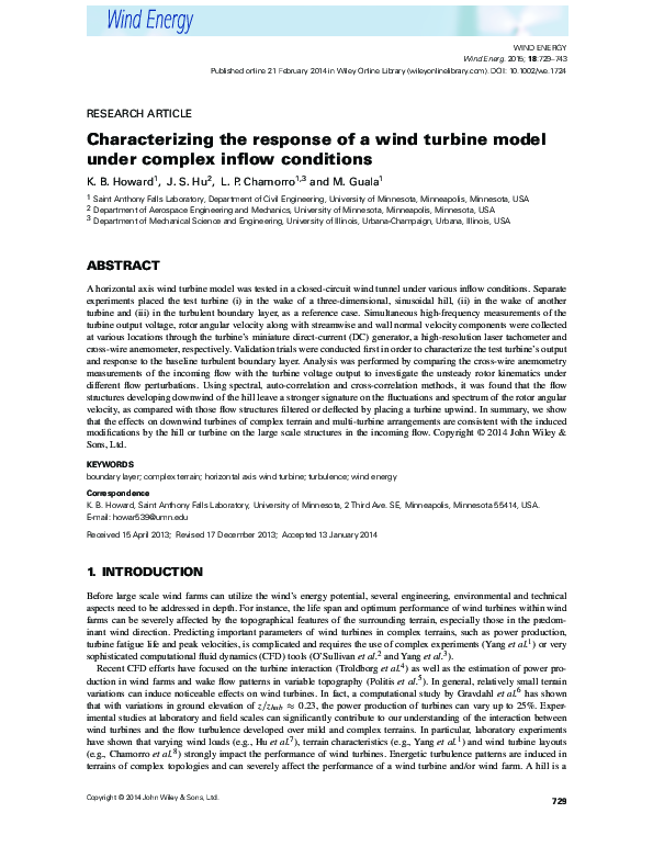 (PDF) Characterizing the response of a wind turbine model under complex ...