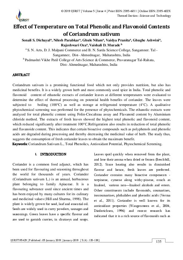 (PDF) Effect of Temperature on Total Phenolic and Flavonoid Contents of ...