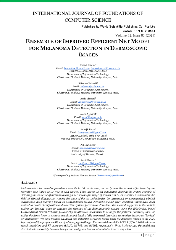 (PDF) Ensemble of Improved Efficientnet Model for Melanoma Detection in ...