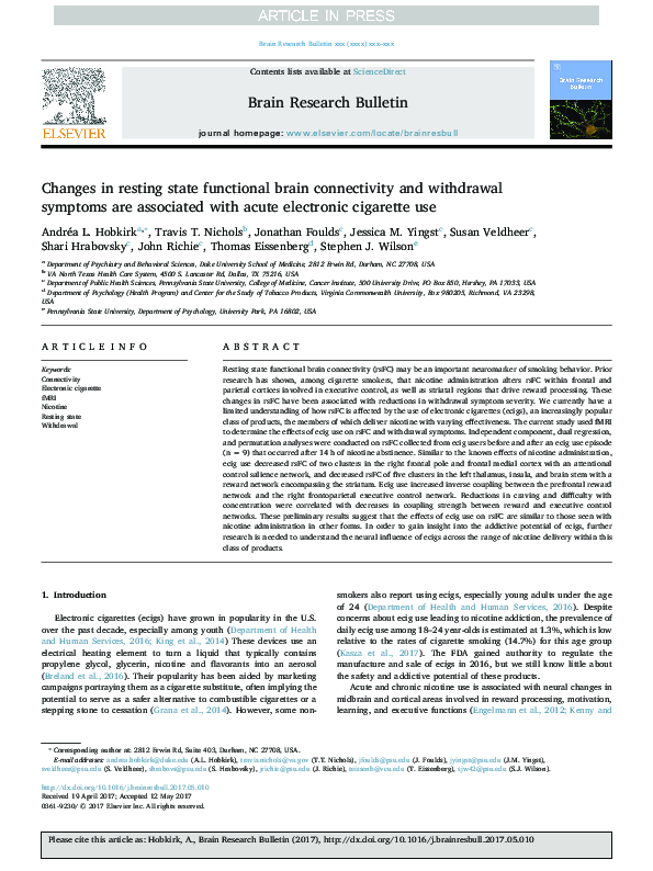 (PDF) Changes in resting state functional brain connectivity and ...