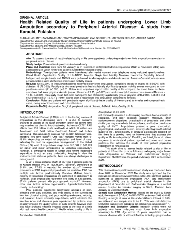 (PDF) Health Related Quality of Life in patients undergoing Lower Limb ...