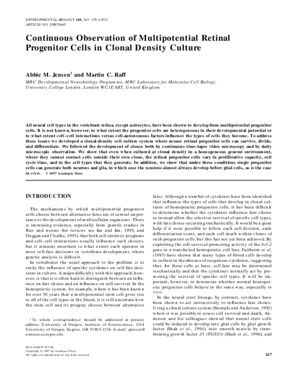 (PDF) Continuous Observation of Multipotential Retinal Progenitor Cells ...
