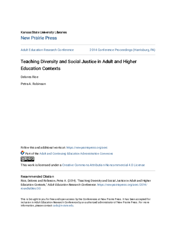 (PDF) Teaching Diversity and Social Justice in Adult and Higher ...