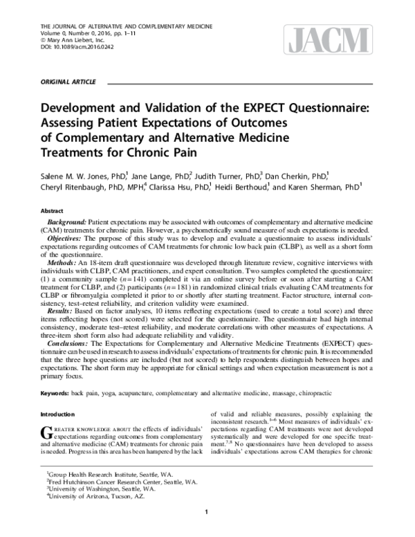 (PDF) Development and Validation of the EXPECT Questionnaire: Assessing ...