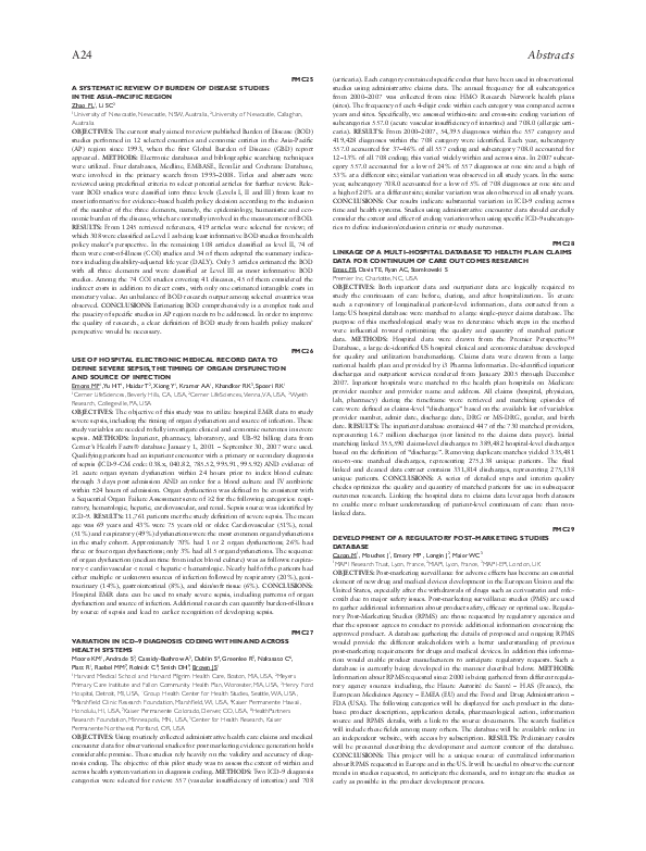 (PDF) PMC25 a Systematic Review of Burden of Disease Studies in the ...