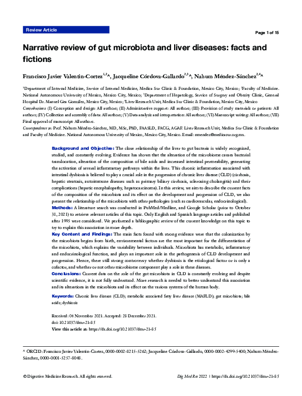 (PDF) Narrative review of gut microbiota and liver diseases: facts and ...