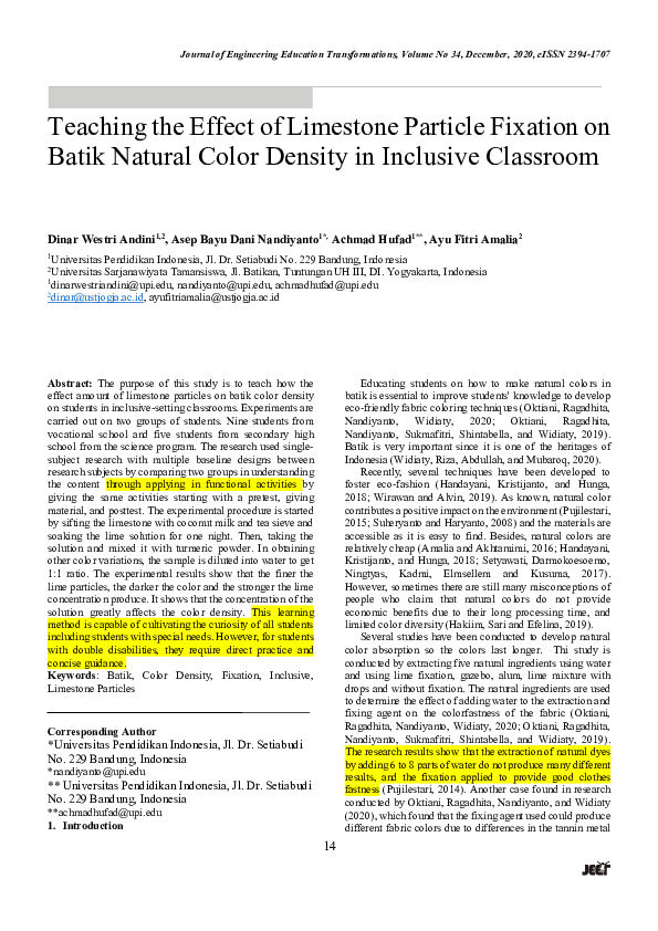 (PDF) Teaching the Effect of Limestone Particle Fixation on Batik ...