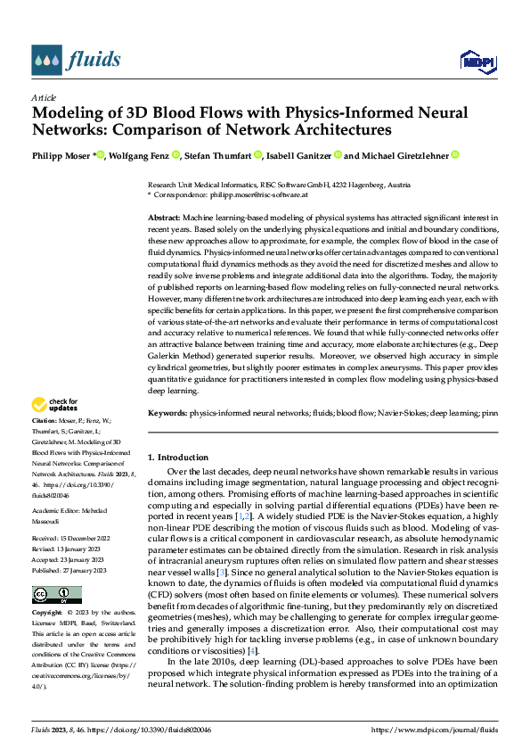 (PDF) Modeling of 3D Blood Flows with Physics-Informed Neural Networks ...