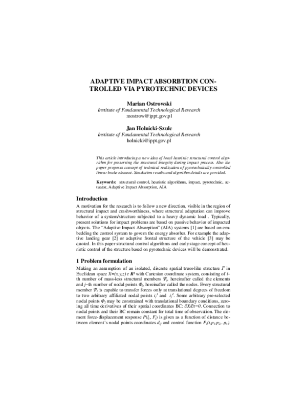 (PDF) Adaptive Impact Absorbtion Con-Trolled via Pyrotechnic Devices