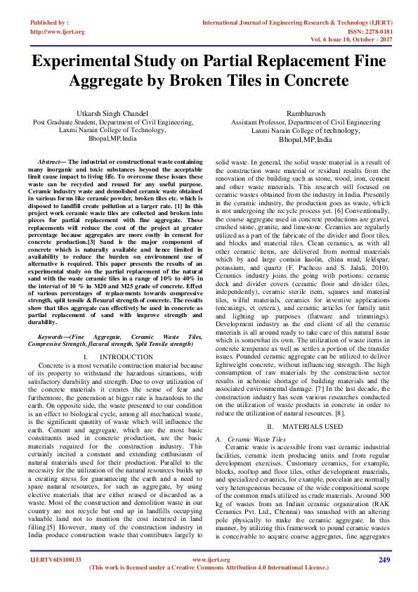 (PDF) Experimental Study on Partial Replacement Fine Aggregate by ...