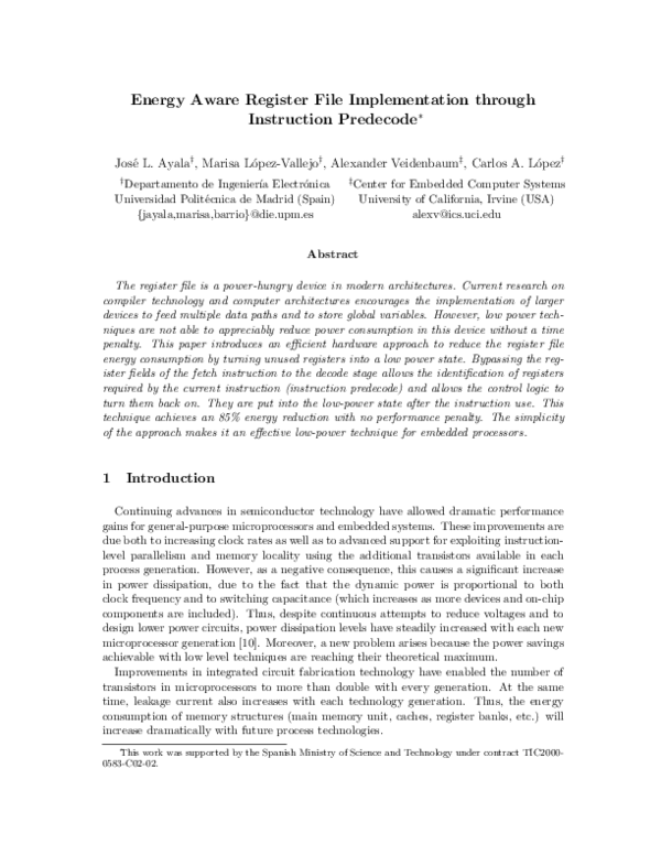 (PDF) Energy aware register file implementation through instruction ...