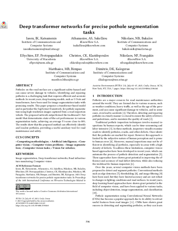 (PDF) Deep transformer networks for precise pothole segmentation tasks