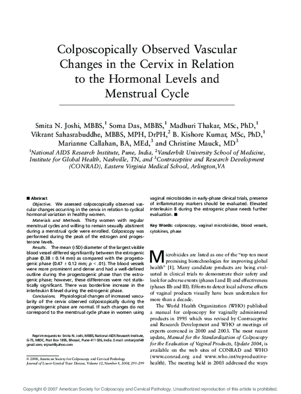 (PDF) Colposcopically Observed Vascular Changes in the Cervix in ...