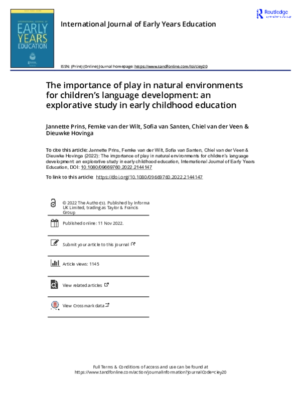 (PDF) The importance of play in natural environments for children's ...