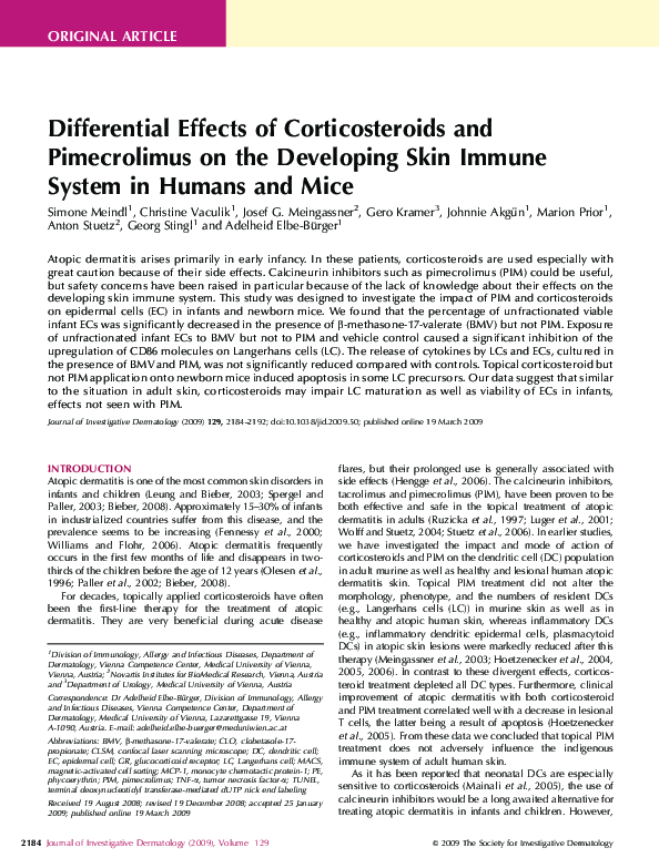 (PDF) Differential Effects of Corticosteroids and Pimecrolimus on the ...