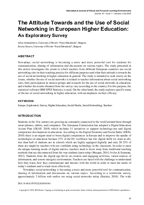 (PDF) The Attitude Towards and the Use of Social Networking in European ...