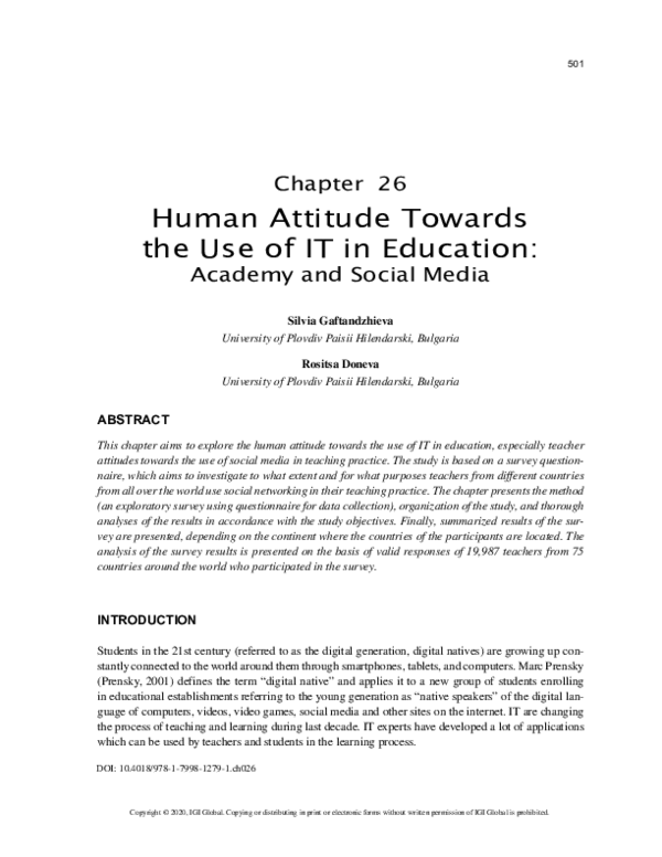 (PDF) Human Attitude Towards the Use of IT in Education