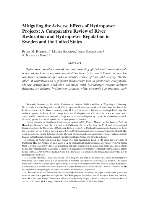 (PDF) Mitigating the Adverse Effects of Hydropower Projects : A ...