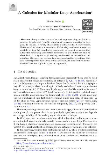 (PDF) A Calculus for Modular Loop Acceleration
