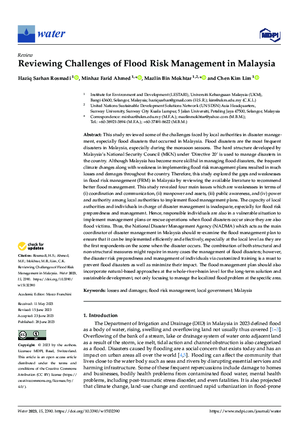 (PDF) Reviewing Challenges of Flood Risk Management in Malaysia