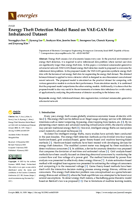 (PDF) Energy Theft Detection Model Based on VAE-GAN for Imbalanced Dataset