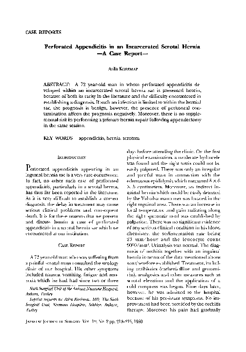 (PDF) Perforated appendicitis in an incarcerated scrotal hernia —A case ...
