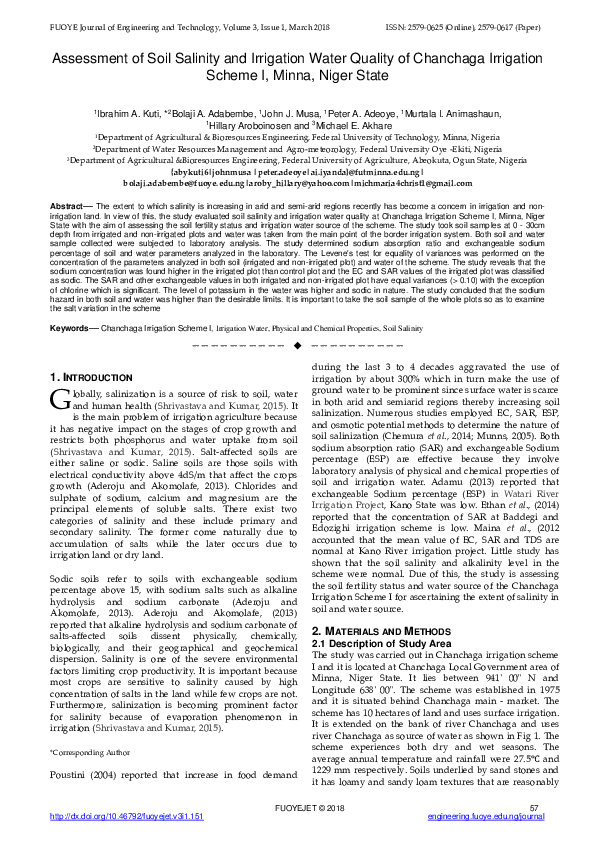 (PDF) Assessment of Soil Salinity and Irrigation Water Quality of ...