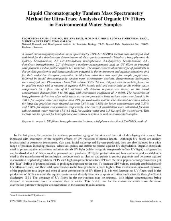 (PDF) Liquid Chromatography Tandem Mass Spectrometry Method for Ultra ...