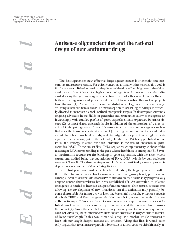 (PDF) Antisense oligonucleotides and the rational design of new ...